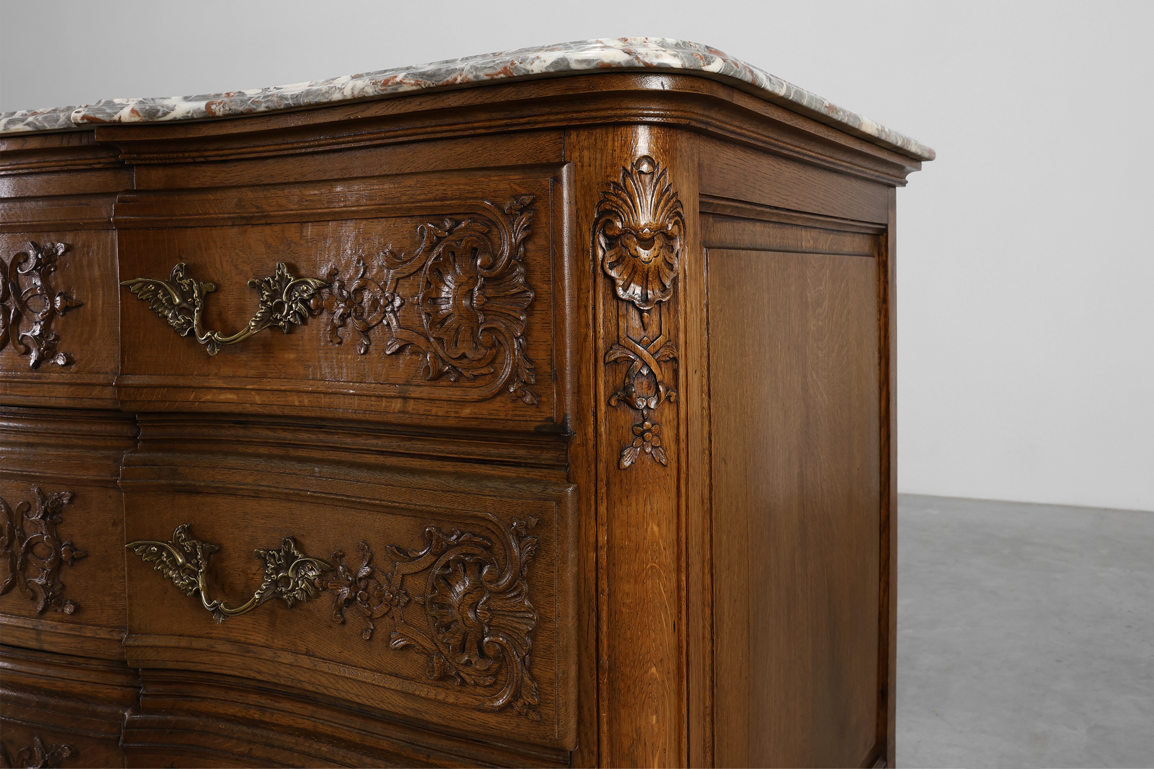18th Century Louis XV Oak and Marble Chest of Drawers, Francethumbnail